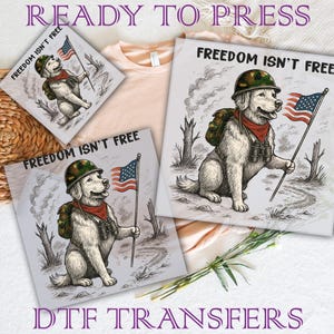 Freedom isn't Free American Dog Ready To Press, American Flag Dog Dtf, 4th July American Flag And Dog Patriotic Dtf, American Dog Lover Dtf