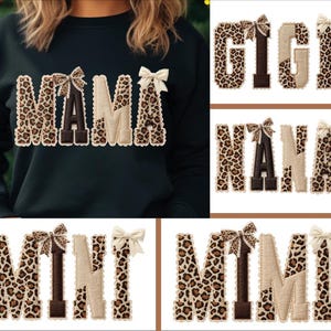 Faux Lace Leopard Varsity Patchwork Mama Gigi Mimi Mini Nana Dtf Transfer, Heat Press