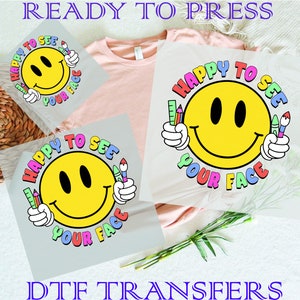 Happy Face Teacher DTF Transfer: Back To School, Ready To Press