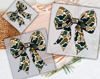 Camo Coquette Bow DTF Transfer: Retro Hunting Heat Transfer