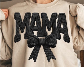 Faux Yarn Crochet Latch Christmas Mama Coquette DTF Transfer - Ready To Press