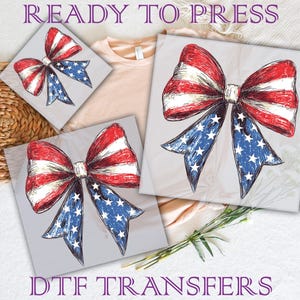 American Flag Bow DTF Transfer: 4th of July Ready to Press