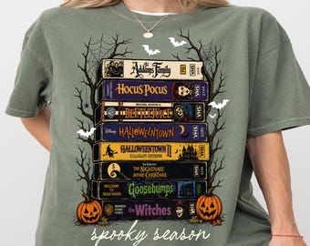 Spooky VHS Movie Stack DTF Transfer, Halloween Horror Movie Ready To Press, Retro Spooky Season Heat Press
