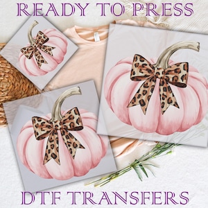Coquette Bow Pumpkin DTF Transfer, Fall Pumpkin Bow Ready To Press, Autumn Pumpkin Dtf, Cutest Pumpkin Dtf, Leopard Pumpkin, Halloween Dtf