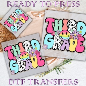 Third Grade Dtf Transfers, Third Grade Ready To Press, Third Grade Transfers, Back To School Ready To Press, Back To School Dtf Transfers