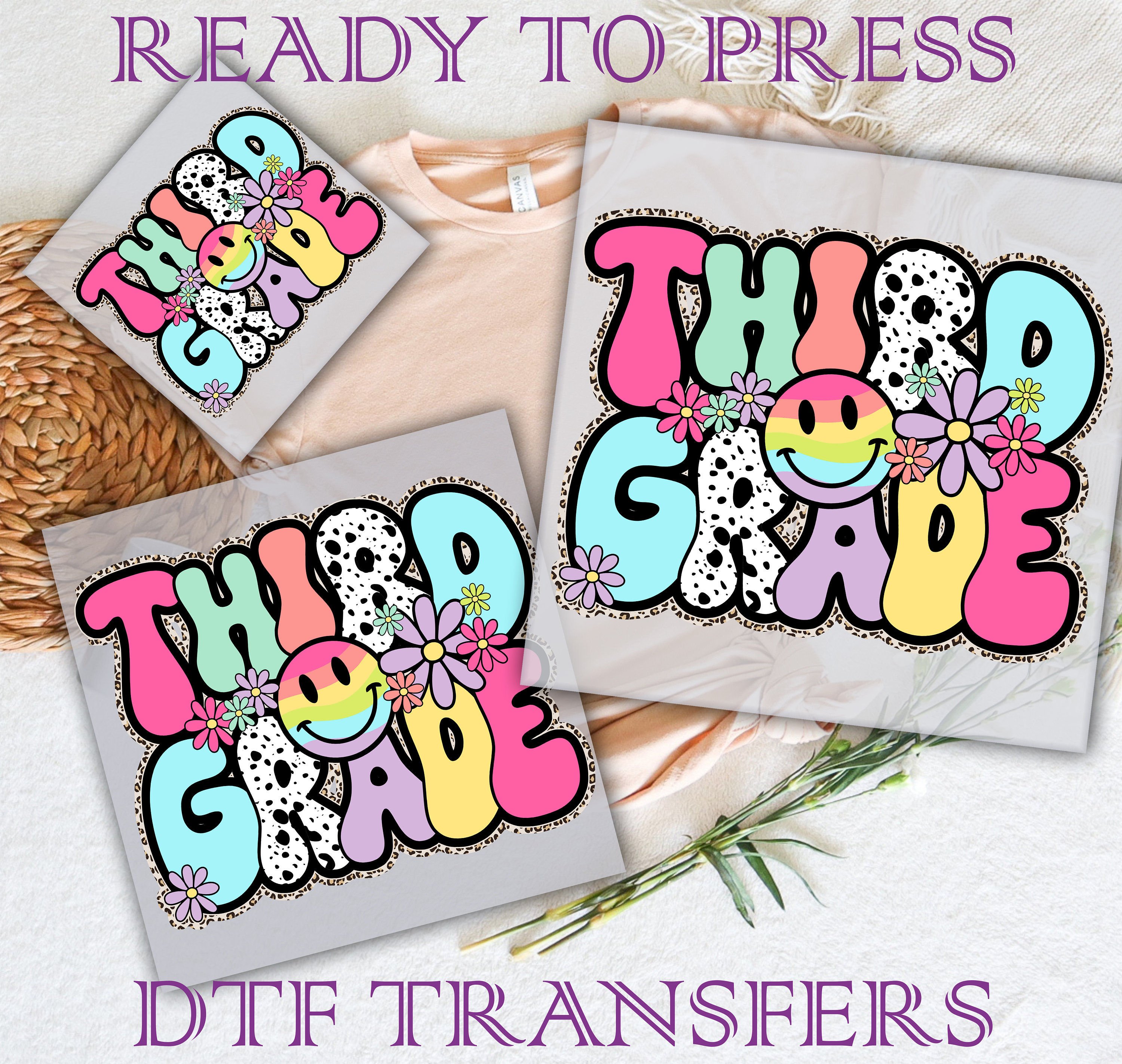 Third Grade Dtf Transfers, Third Grade Ready To Press, Third Grade Transfers, Back To School Ready To Press, Back To School Dtf Transfers