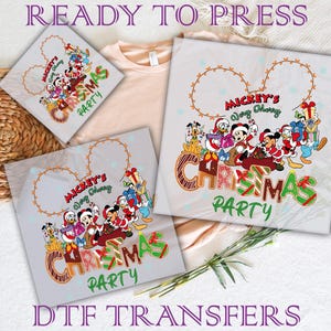 Disney Christmas Party Dtf, Mickey&#39;s Very Merry Ready to Press, Mouse And Friends Dtf, Magical Kingdom Heat Transfers, Disney Christmas Dtf