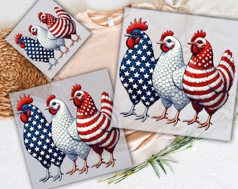 Patriotic USA Chicken DTF Transfer: 4th of July, Memorial Day