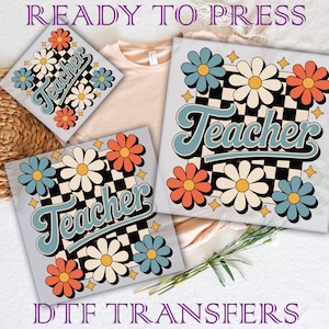 Boho Checkered Teacher DTF Transfer: Ready To Press, Back To School