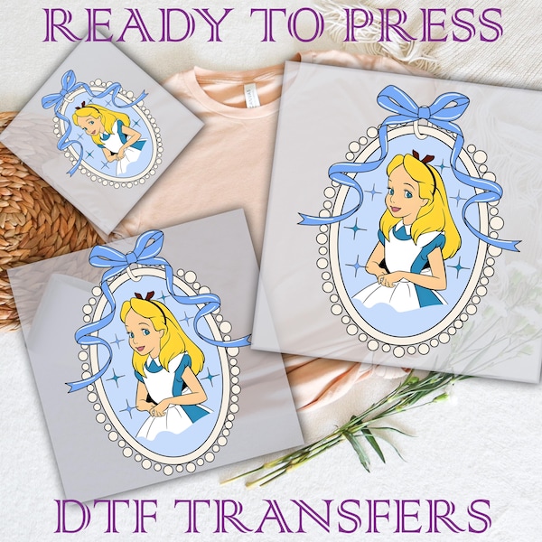 Disney Princess Alice DTF Transfer, Coquette Bow, Ready to Press