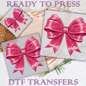 Christmas Pink Bow DTF Transfers, Christmas Bow Coquette Ready to Press, Retro Christmas Dtf, Christmas Coquette Dtf, Merry Christmas Dtf