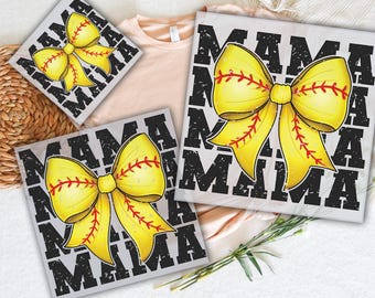 Softball Mama Coquette Bow DTF Transfer: Retro Mother's Day Print