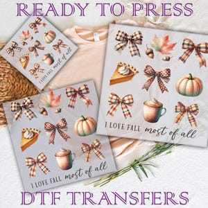 Fall Coquette Bow DTF Transfer, Retro Fall Pumpkin Bow Ready To Press, Autumn Pumpkin Dtf, I Love Fall Most of All Dtf, Coquette Autumn Dtf