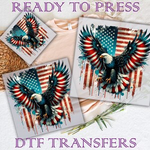 Patriotic Eagle DTF Transfer: Retro American Flag Heat Print