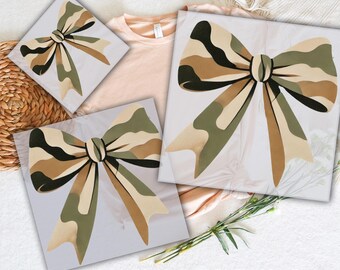 Camo Coquette Bow DTF Transfer: Hunting Mama Ready To Press