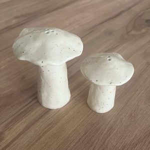 Ceramic Speckled Mushroom Salt & Pepper Shakers – Handmade Nature-Inspired Forest Vibe Kitchen Decor