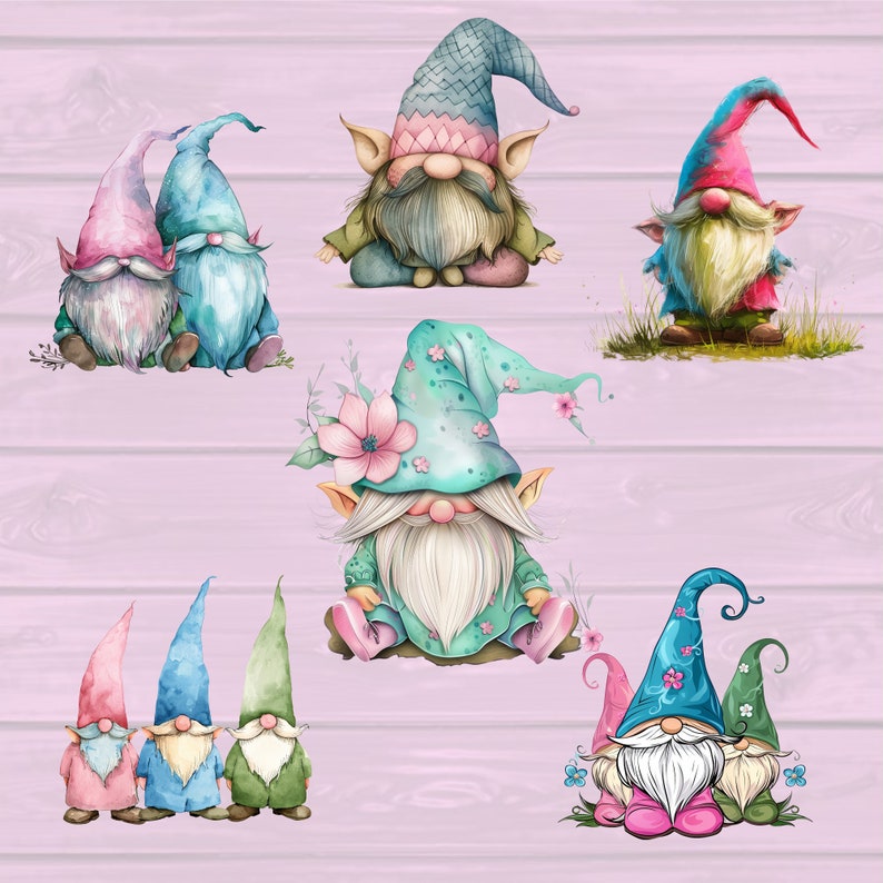 Spring Gnome Clipart: Garden Gnomes for Digital Crafting and Design ...