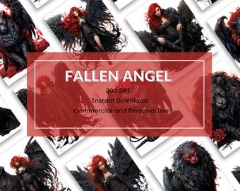 Pacchetto clipart di angeli caduti: PNG di gargoyle gotici (download digitale 300 DPI)