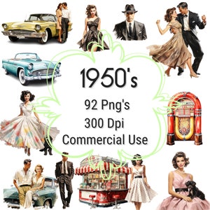Vintage anni '50 Clipart Nostalgic Jukebox Retro Diner Illustrazioni Sublimazione Png Grafica digitale Instant 50s tema Carte adesivi Diario