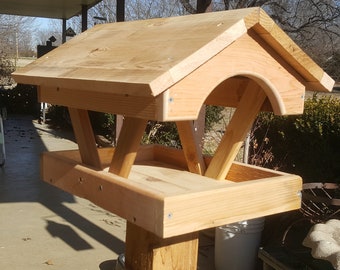 Fly Through Cedar Platform Bird Feeder