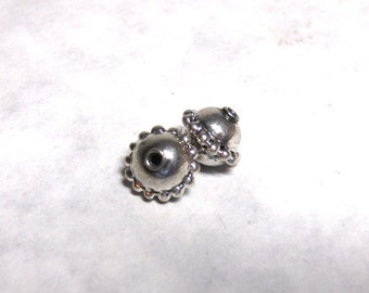 MS 10mm Simple Beads with Center Dots Granulation (6) Bali Sterling Silver Fair Trade