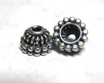 MS 8mm Tiered Beadcaps Caps Bali Sterling Silver Fair Trade