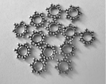 MS 7-Point Star Spacers 70+ Bali Vintage Sterling Silver 6mm 3mm Hole Fair Trade