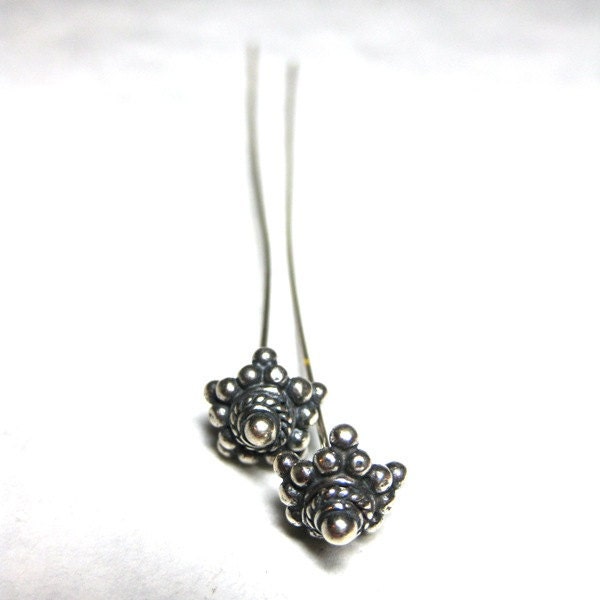 MS 6 Large Fancy Bent Star Headpins Bali Sterling Silver Fair Trade