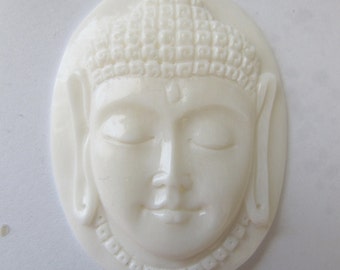 MS Buddha Face Carved Bone 1.5 x 1.375 inch Cabochon Bali Fair Trade