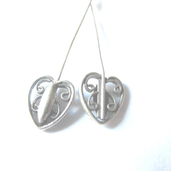 MS Leaf Heart Headpins 3 Inches 0.70mm wire 21 gauge 2 Designs Bali Sterling Silver Fair Trade