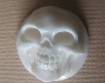 MS Carved Cow Bone Skull Cabochon Cab Round 3 Sizes Bali Fair Trade