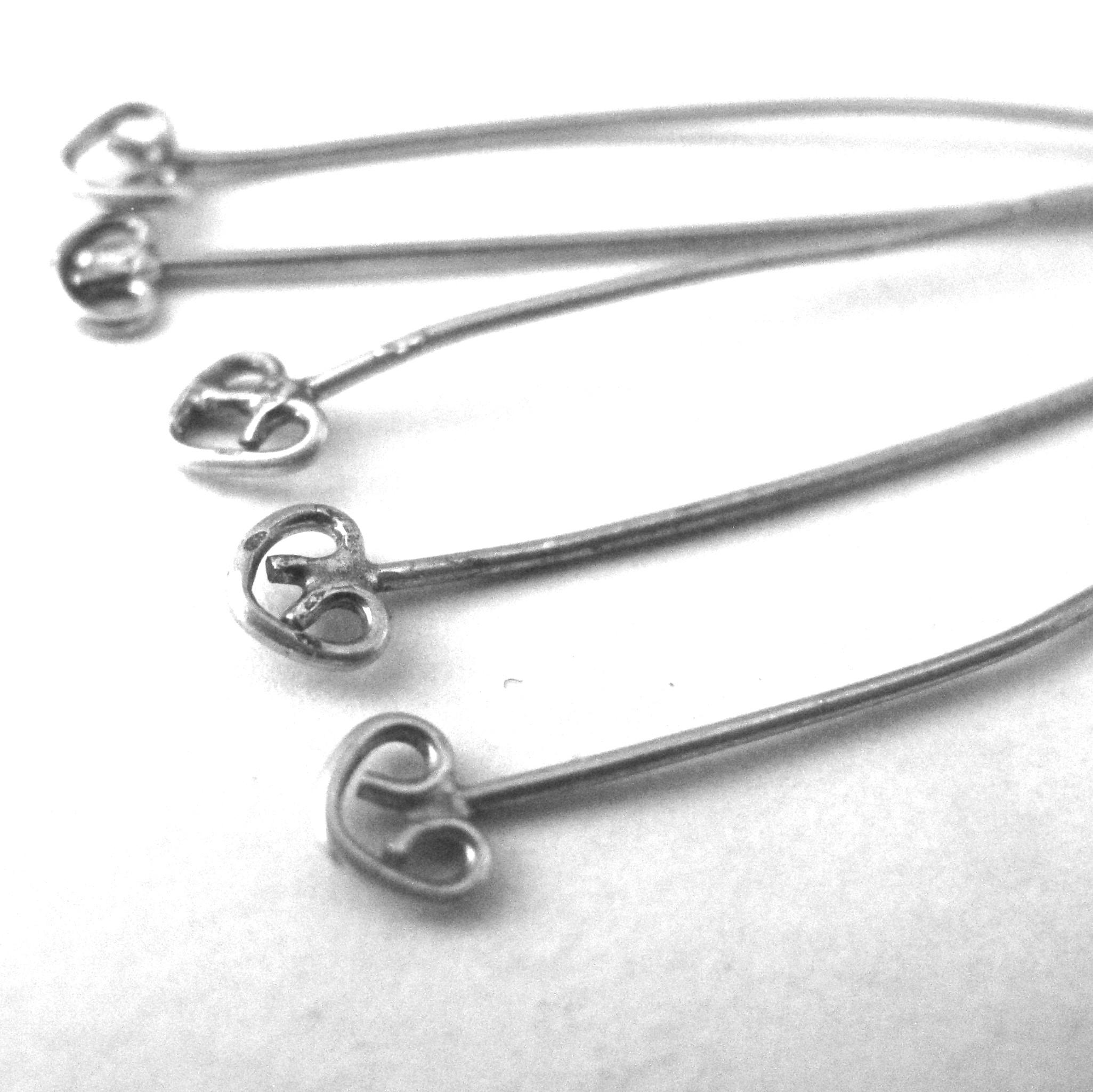 40 épingles Tête Bali Ancienne Plaqué Argent - Calibre 20, 2,5 Pouces - Cuivre - Neuf - Inde
