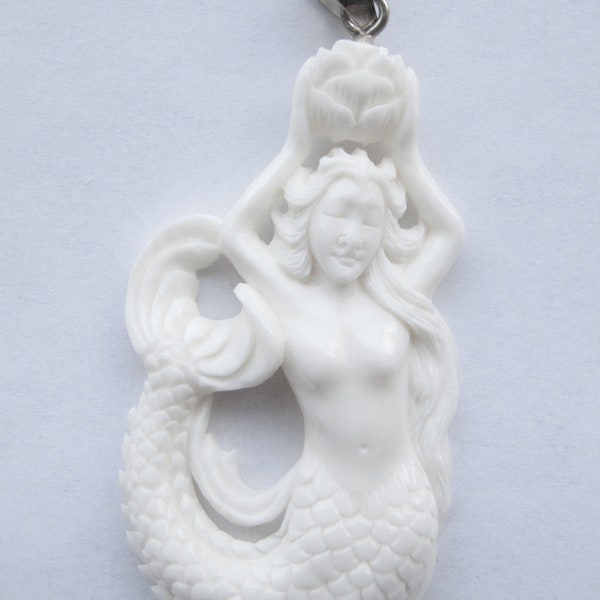 MS Carved Bone Mermaid Pendant 3 Designs Bali Fair Trade