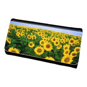 Cartera triple para mujer con diseño de campo de girasol