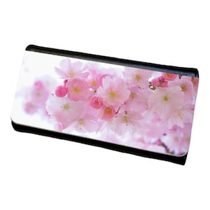 Cartera triple para mujer con diseño de flor de cerezo rosa