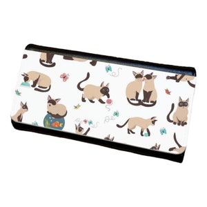 Cartera triple para mujer con diseño de gatos siameses jugando