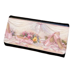 Cartera triple para mujer con diseño de zapatos de ballet rosados