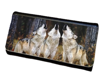 Wolves Howling Wolf Pack Design Tri Fold Womens Wallet