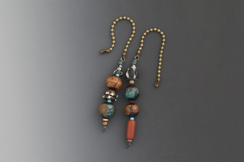 Fan pulls with handmade and hand beaded beads.