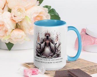 Taza inspirada en Sarah J. Maas, Aelin Galathynius, amante de los libros de fantasía, 425 ml.