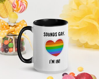 Taza "Sonido gay, estoy en el arcoíris" – Regalo del Orgullo LGBTQ+, 425 ml