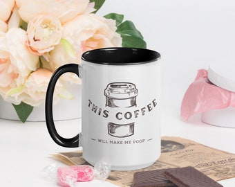 Taza divertida con color en el interior - Este café me va a hacer caca