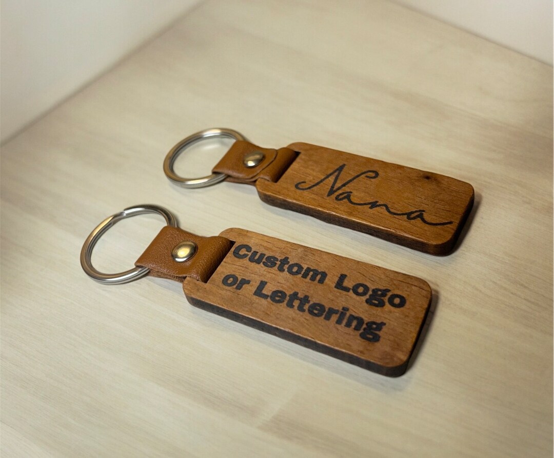 Personalized Wood Keychain – Custom Engraved Logo, Lettering - Etsy