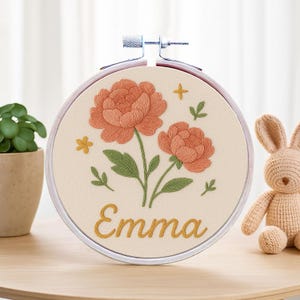 Custom Embroidery Kit | Peonies Embroidery Pattern | Wildflowers | Wildflowers Embroidery Hand Embroidery Pattern | Custom Embroidery Hoop