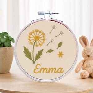 Custom Embroidery Kit | Dandelion Embroidery Pattern | Wildflowers | Wildflowers Embroidery Hand Embroidery Pattern | Custom Embroidery Hoop