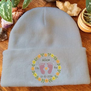 Custom Baby Girl Embroidered Beanie For Mom Dad Grandma, Embroidered Baby Girl Beanie, Embroidered Personalized Gift, Embroidery Winter