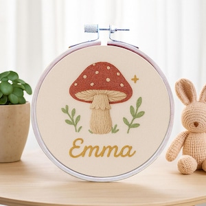 Custom Embroidery Kit | Mushroom Embroidery Pattern | Mushroom Embroidery Hand Embroidery Pattern | Custom Wildflowers  Embroidery Hoop