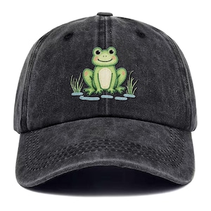 Frog Embroidered Hat | Frog Baseball Hat | Frog Embroidered Gift | Vintage Embroidered Frog Gift | Frog Embroidered Hat Frog Embroidered Cap
