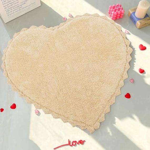 23 Crochet Bath Rug Patterns for Bathroom Floors, Entryways, and Cozy Home Decor 23 Beige Heart Bath Mat Crochet Pattern