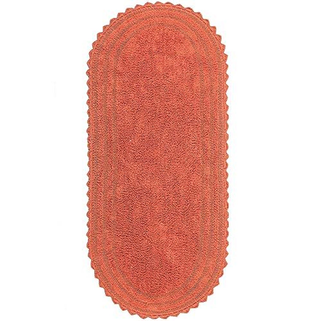 Handmade Oval Bath Runner | Rust Washable Rug (24
